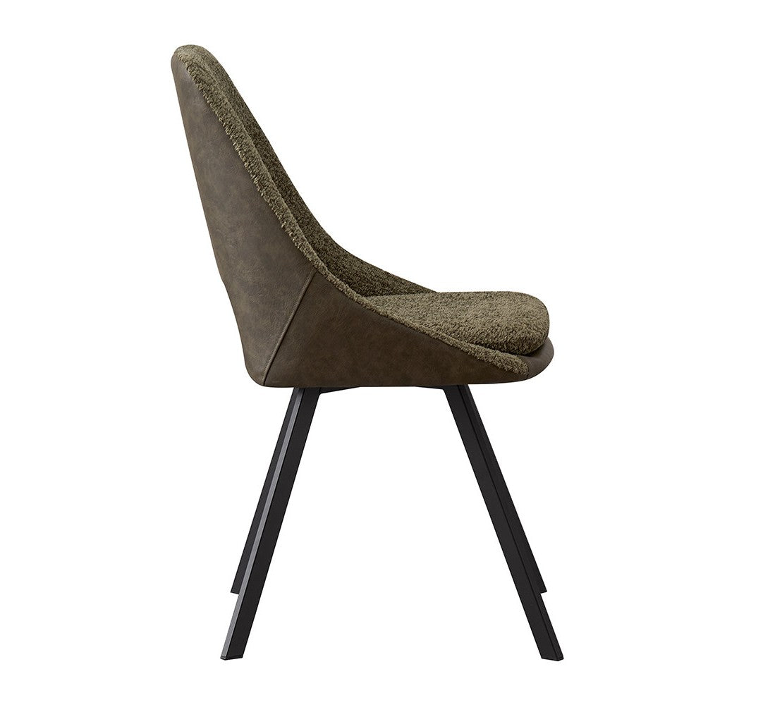 Chaise Filou Bouclé Vert Dos Vert foncé
