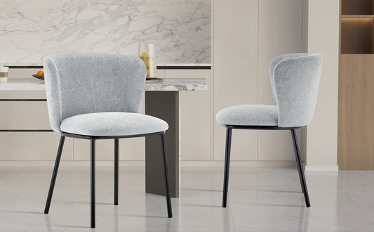 Chaise Arthur Tissu chenille Gris clair