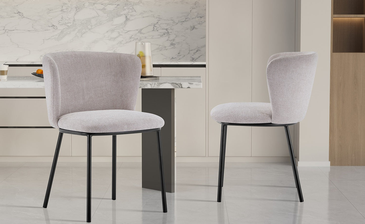 Chaise Arthur Tissu chenille Beige