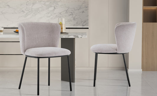 Chaise Arthur Tissu chenille Beige