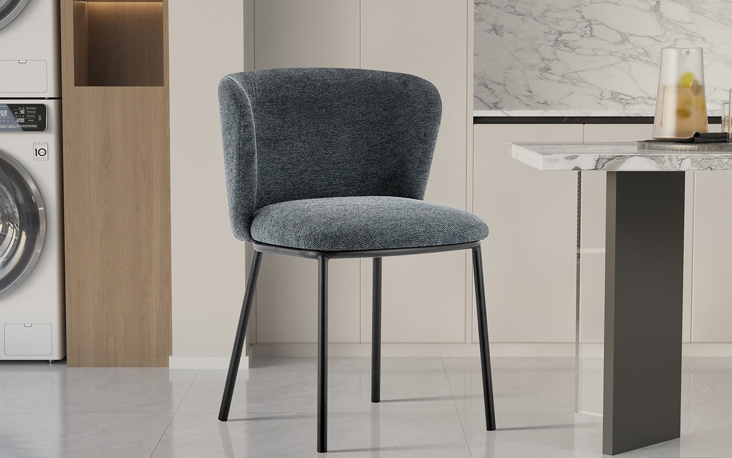 Chaise Arthur Tissu chenille Gris foncé