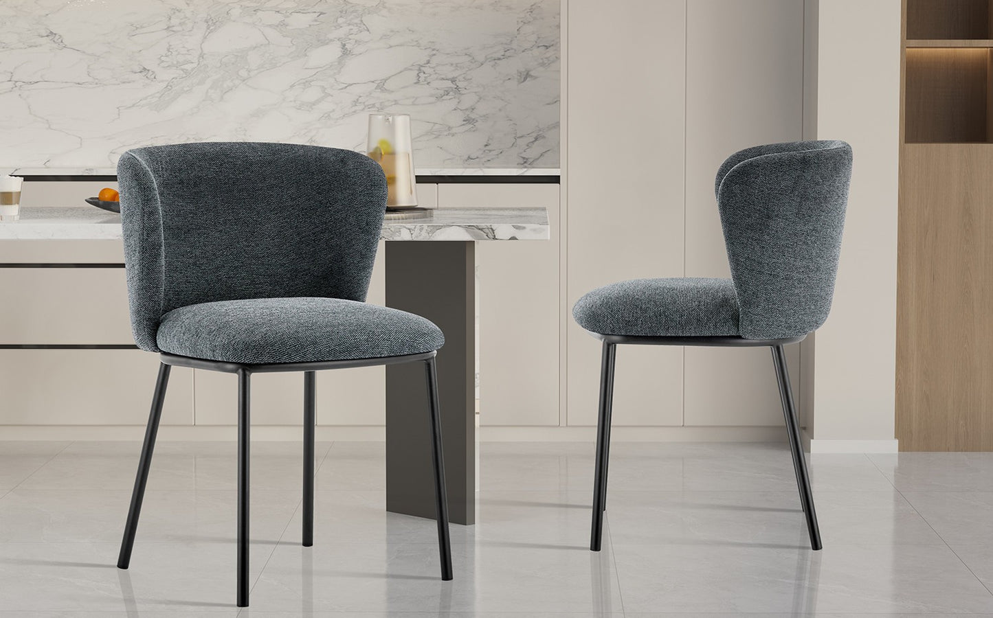 Chaise Arthur Tissu chenille Gris foncé