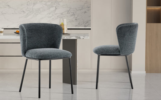 Chaise Arthur Tissu chenille Gris foncé