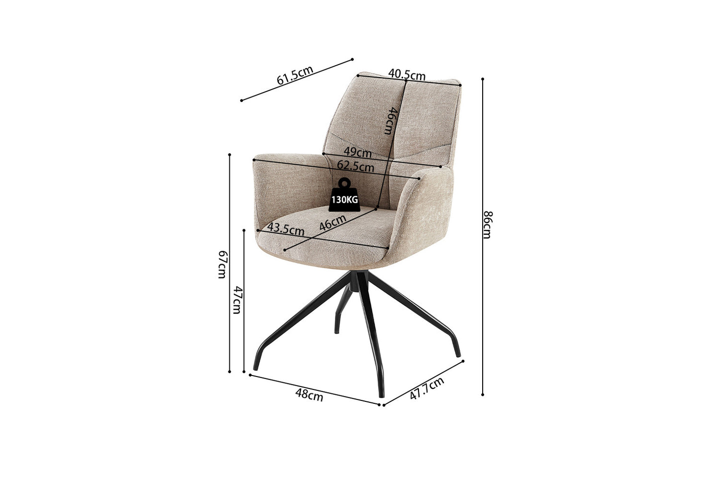 Chaise Lamor Pivotant Tissu Sable