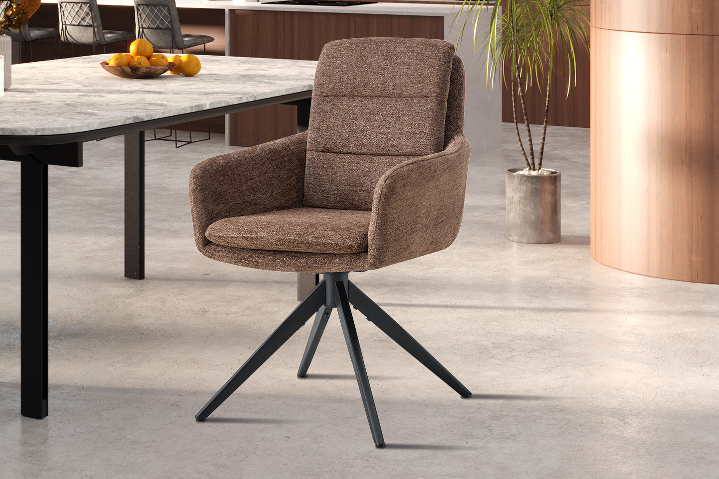 Chaise Lisold Pivotant Tissu Brun