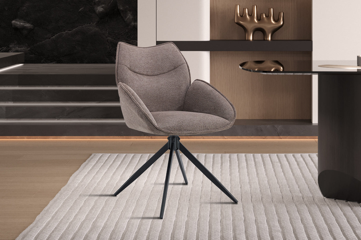 Chaise Mahi Pivotant Tissu Poivre