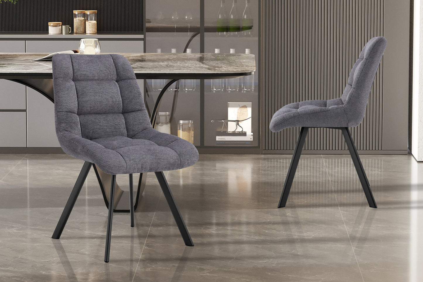 Chaise Lizzy Tissu Ote Share 456 Gris foncé