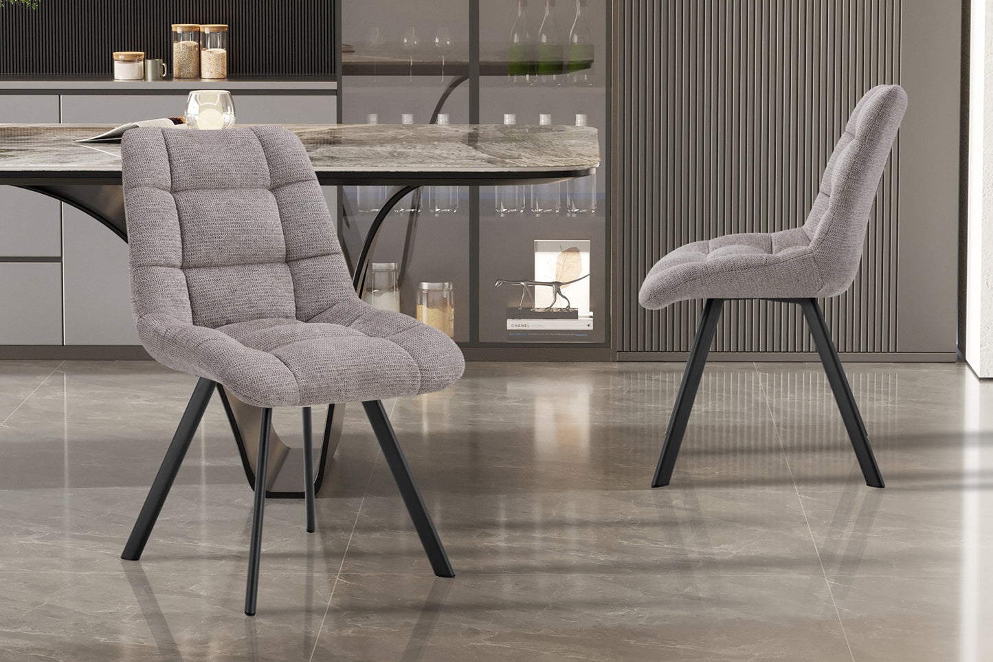 Chaise Lizzy Tissu Ote Share 160 Gris clair