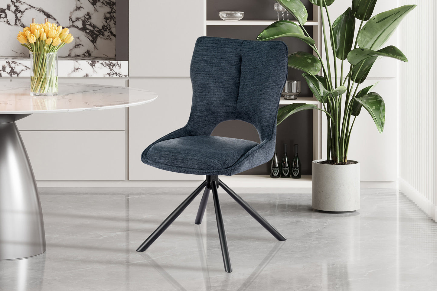 Chaise Mori Pivotant Tissu Ote Bleu