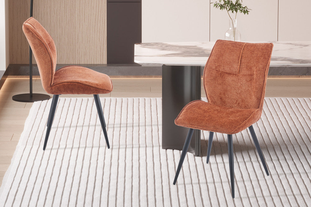 Chaise Faye Tissu Marbella  2 coloris : Terracotta Tangerine