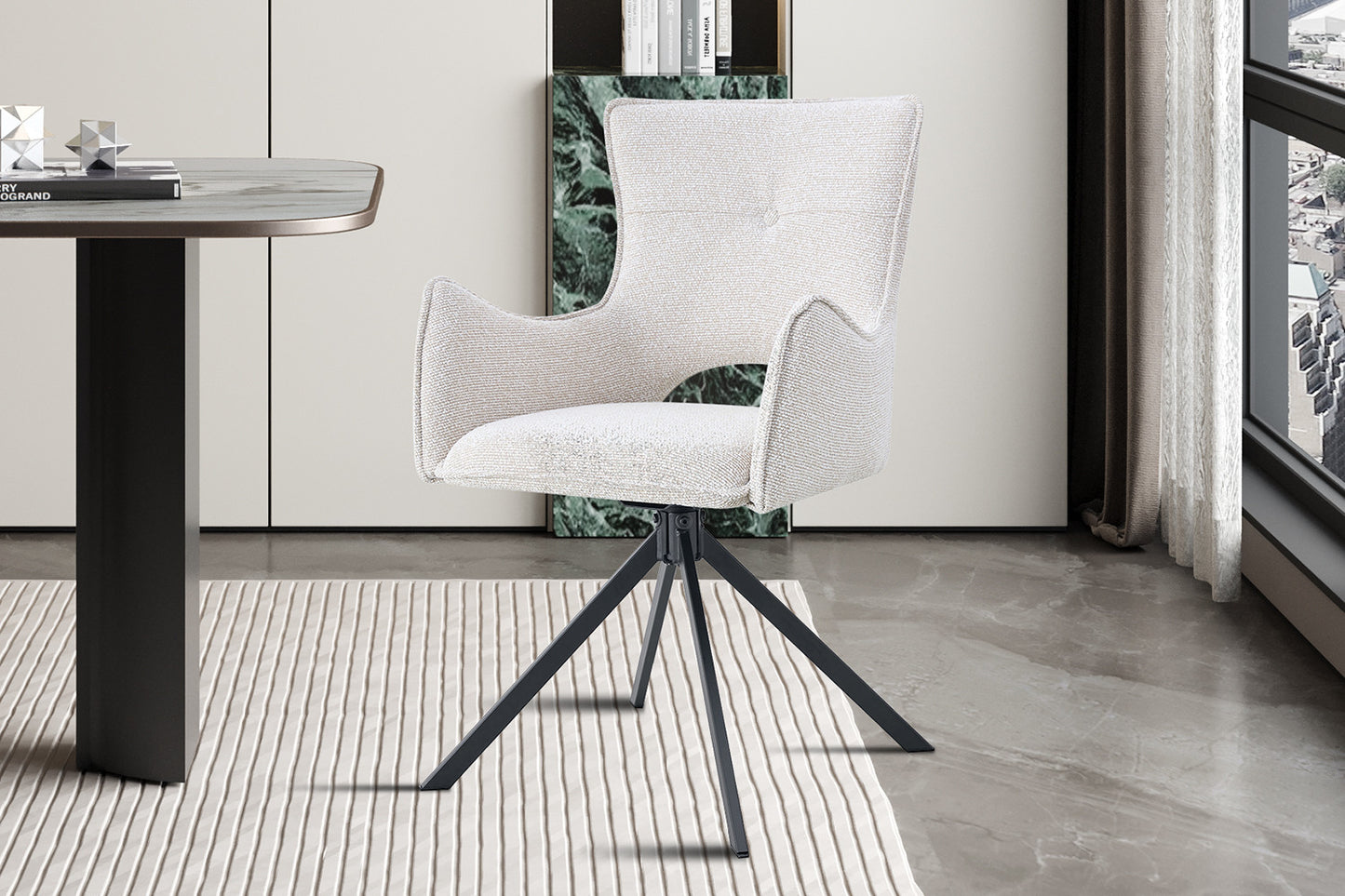 Chaise Billy Pivotant Tissu Ote Ecru