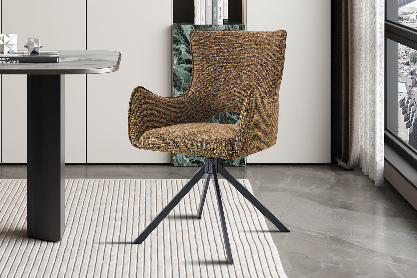 Chaise Billy Pivotant Tissu Ote Rouille