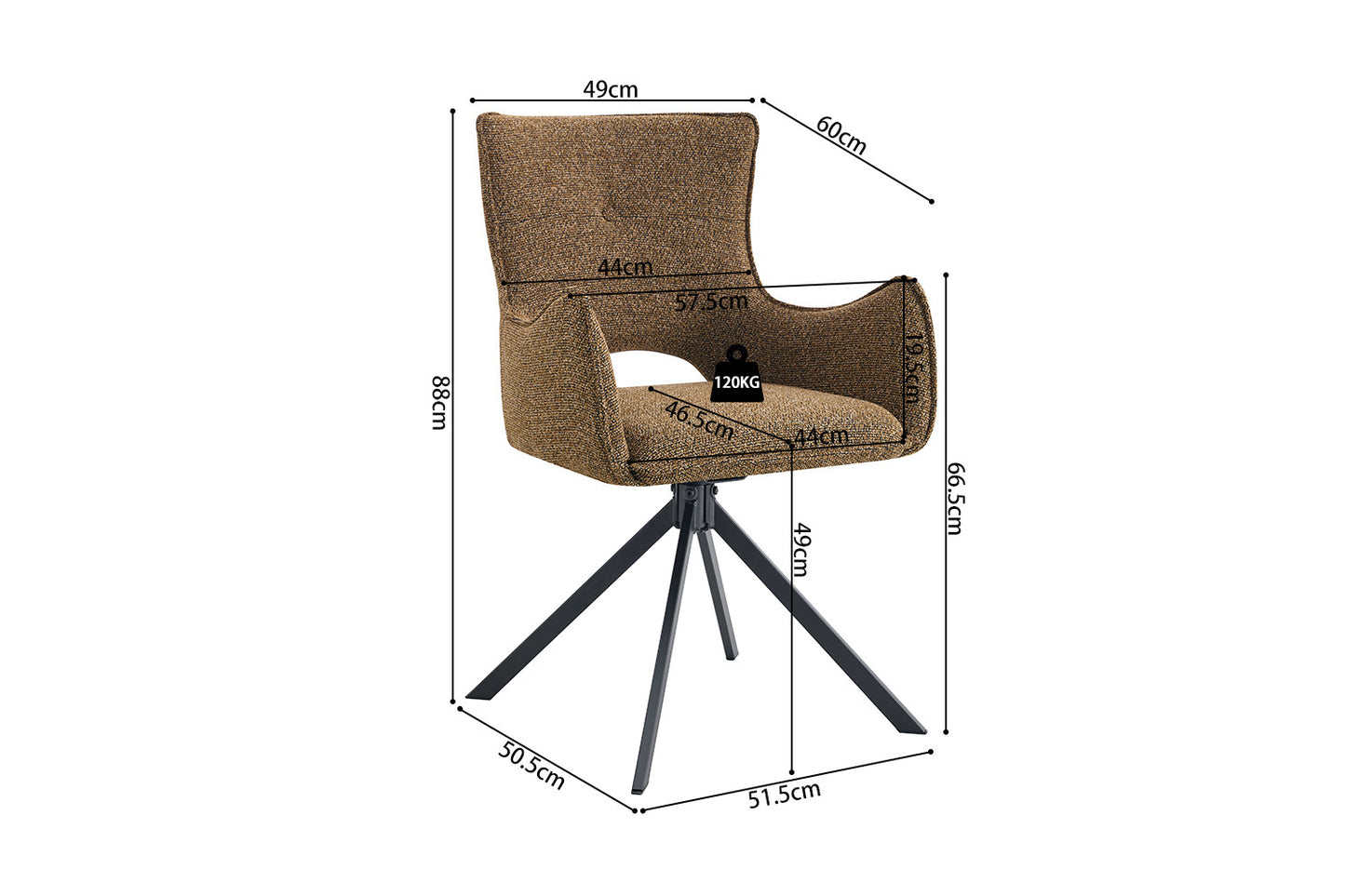 Chaise Billy Pivotant Tissu Ote Rouille