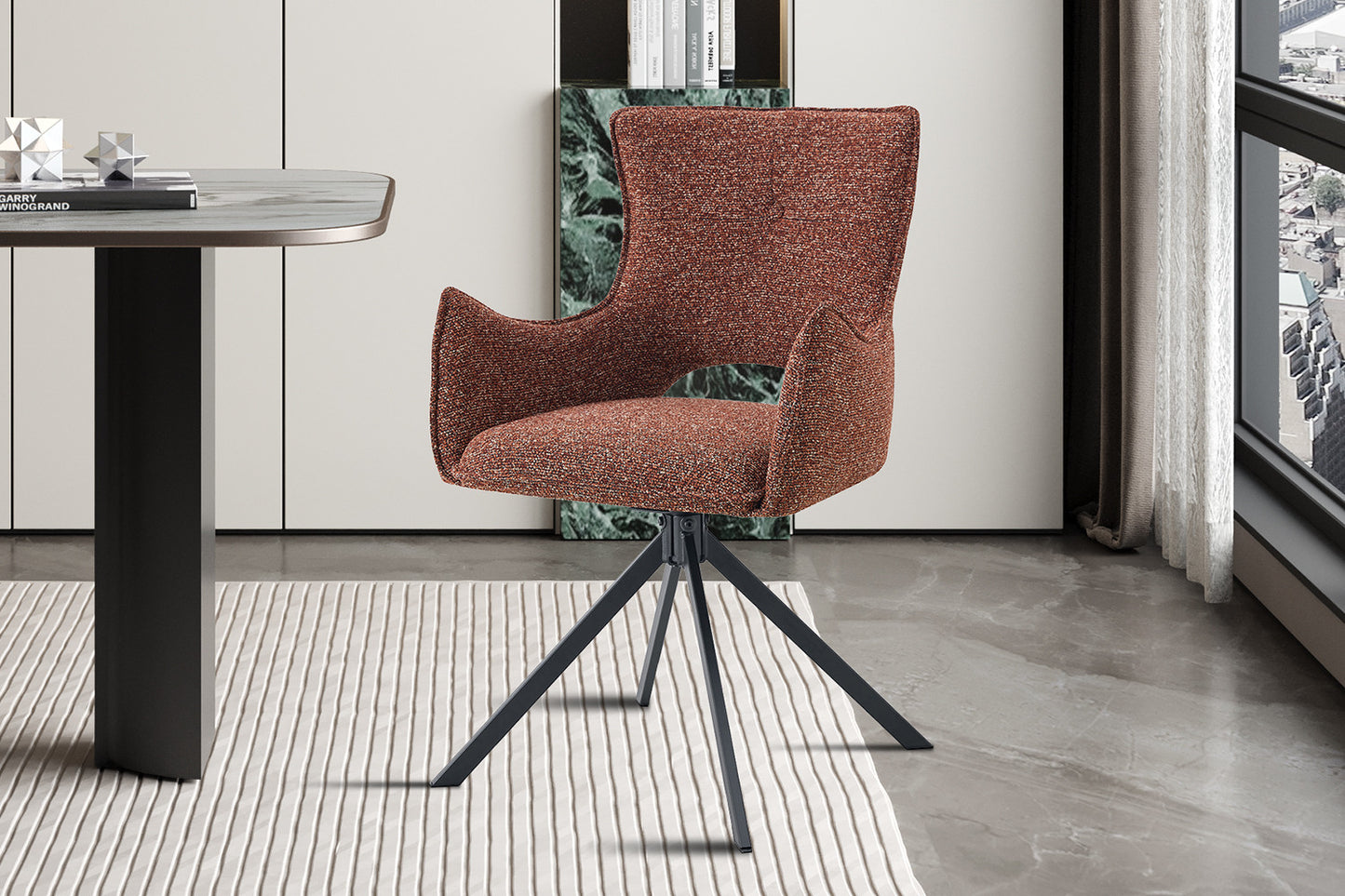 Chaise Billy Pivotant Tissu Ote Rouge