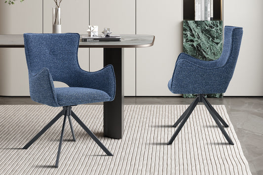 Chaise Billy Pivotant Tissu Ote Bleu