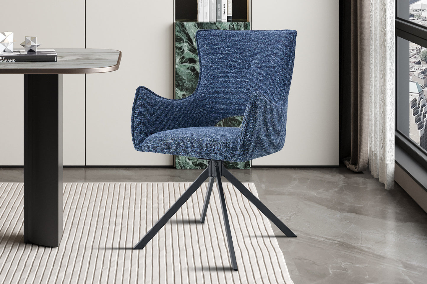 Chaise Billy Pivotant Tissu Ote Bleu