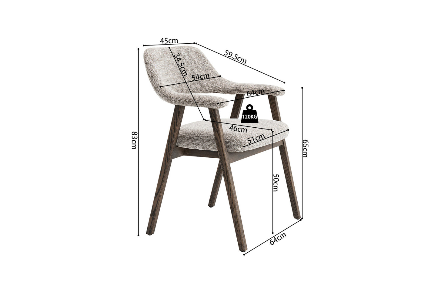 Chaise Coralie Chêne massive foncé Sable