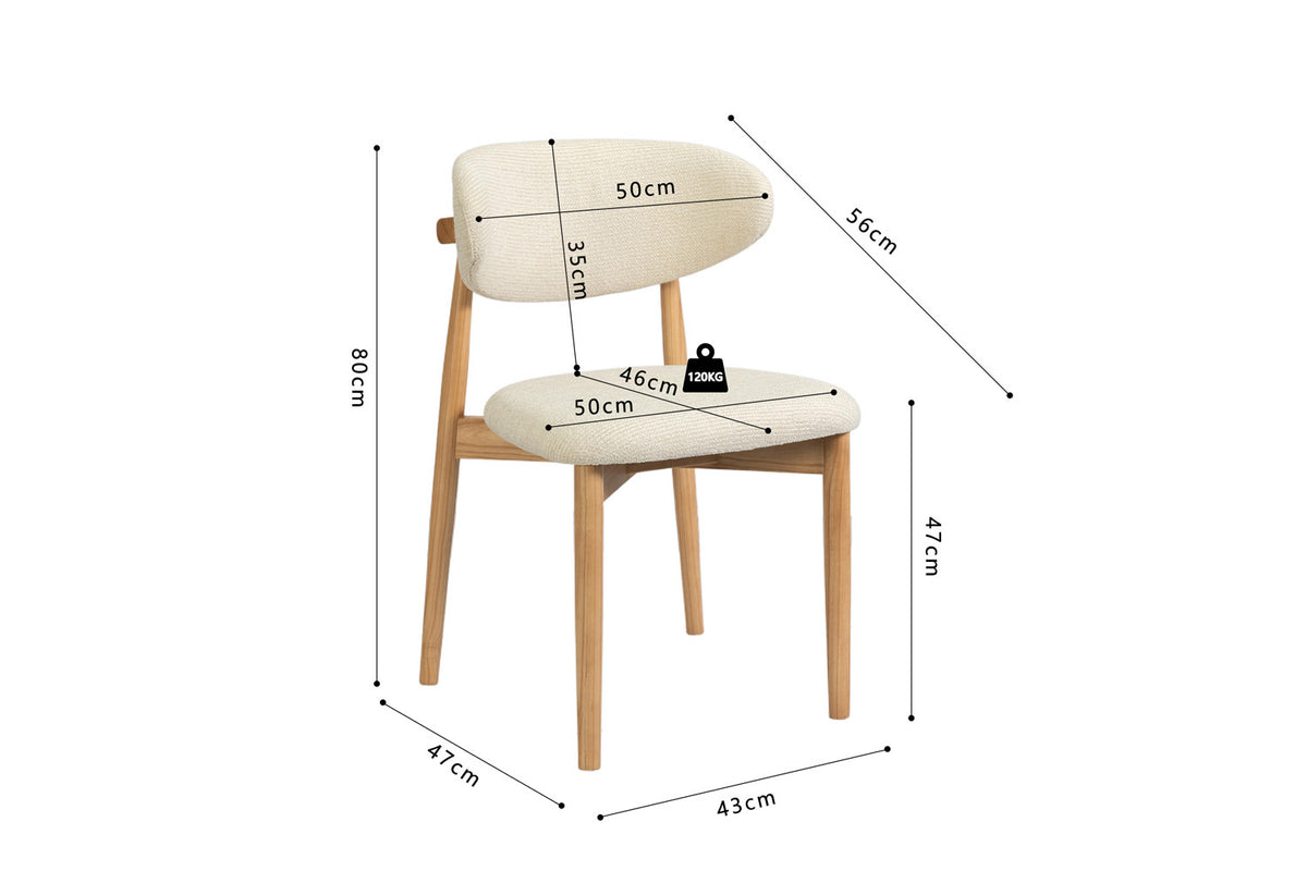 Chaise Clara Frêne Naturel Tissu Beige