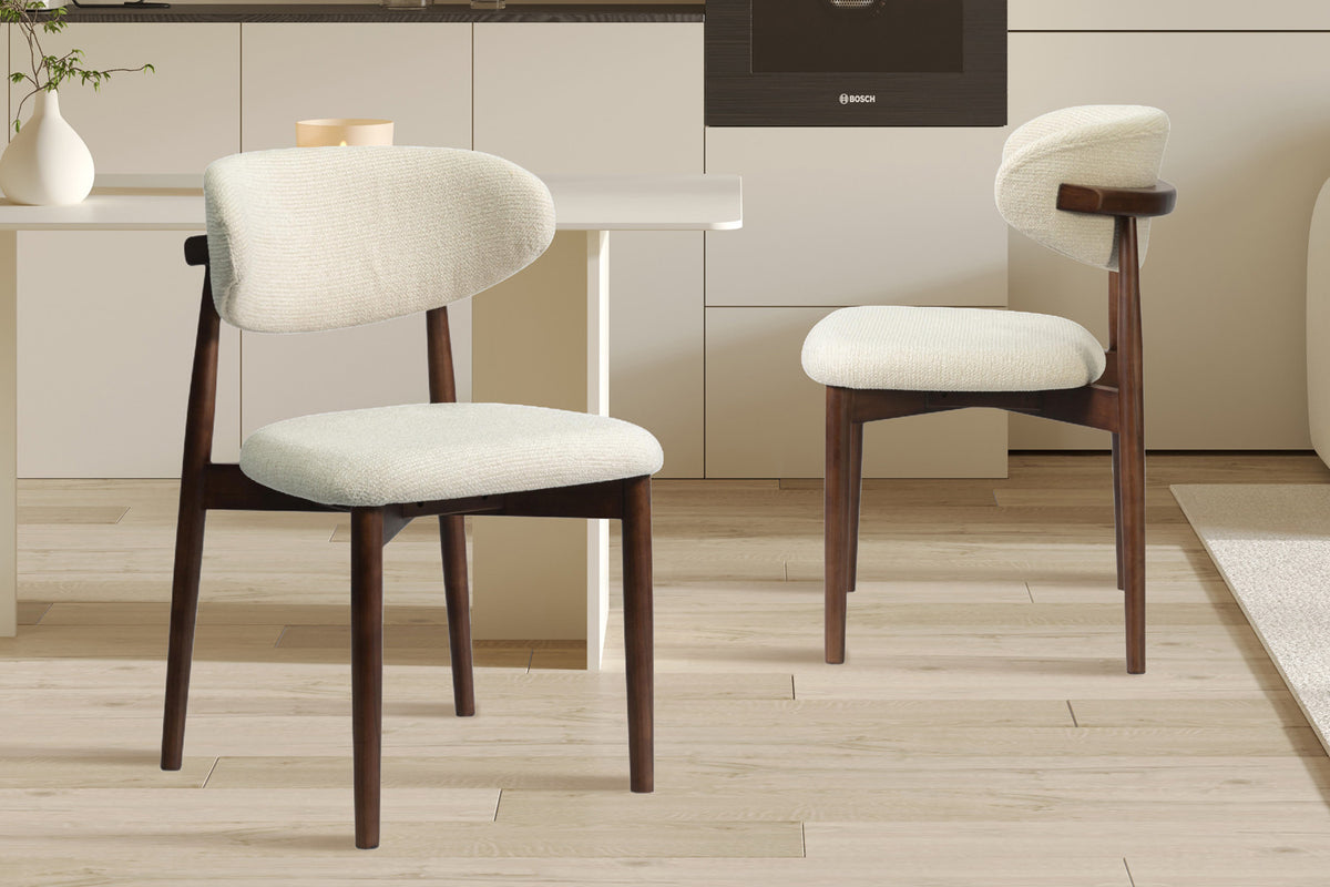 Chaise Clara Frêne Noyer Tissu Beige