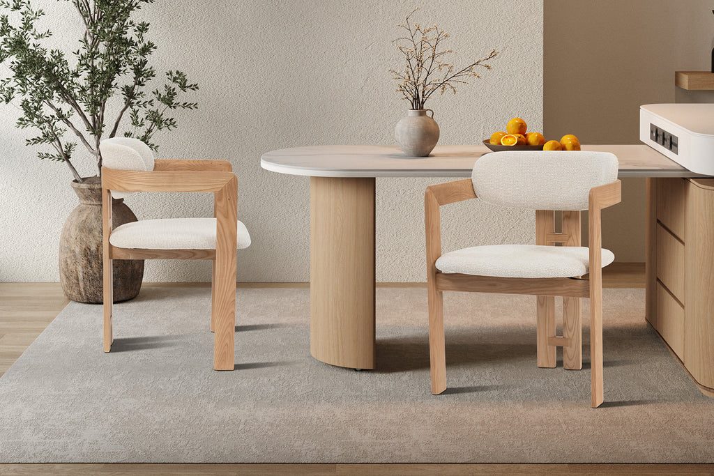 Chaise Camille Frêne Naturel Tissu Beige