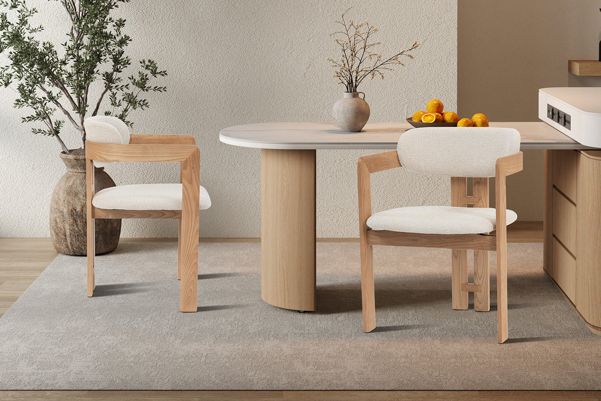 Chaise Camille Frêne Naturel Tissu Beige