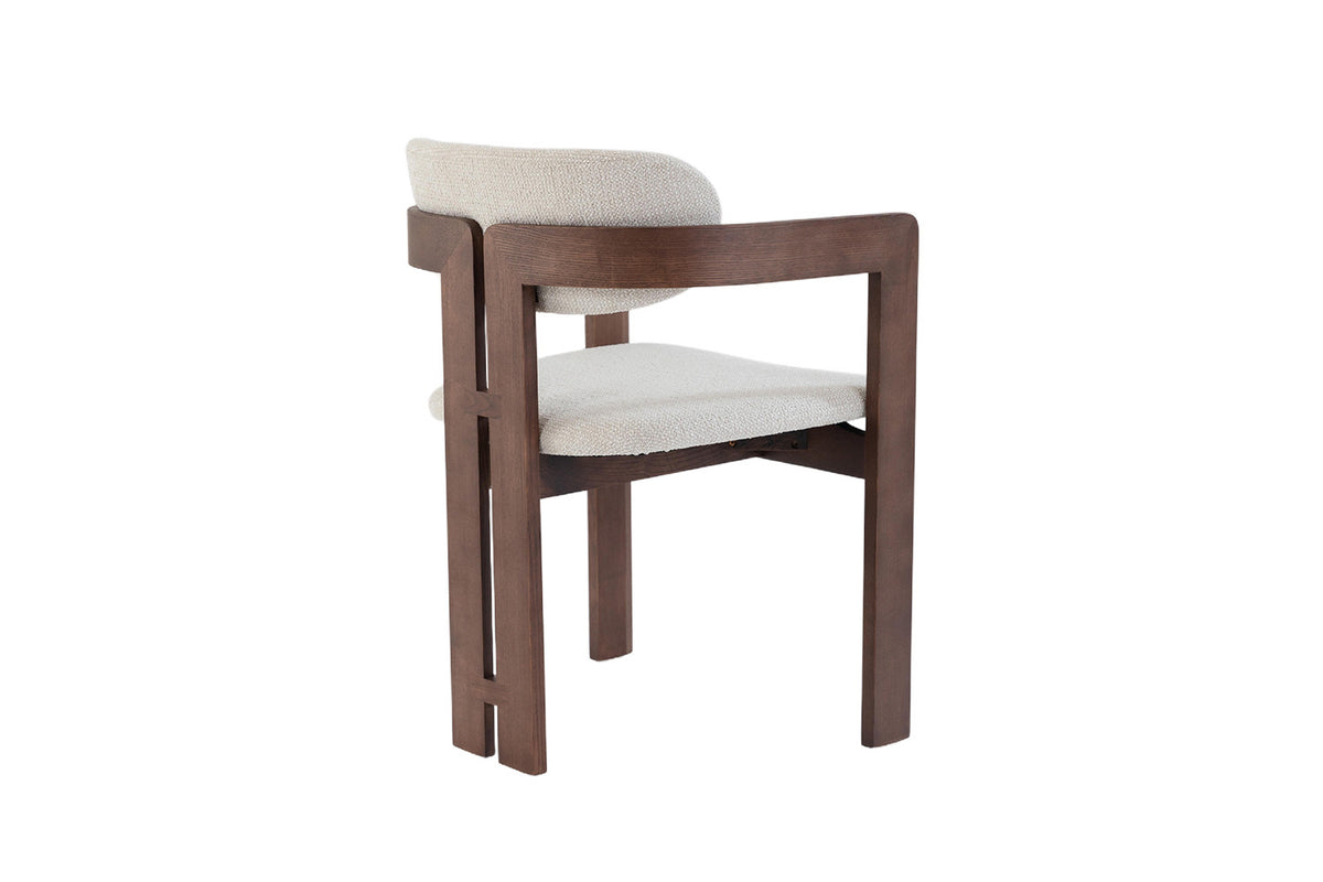 Chaise Camille Frêne Noyer Tissu Beige
