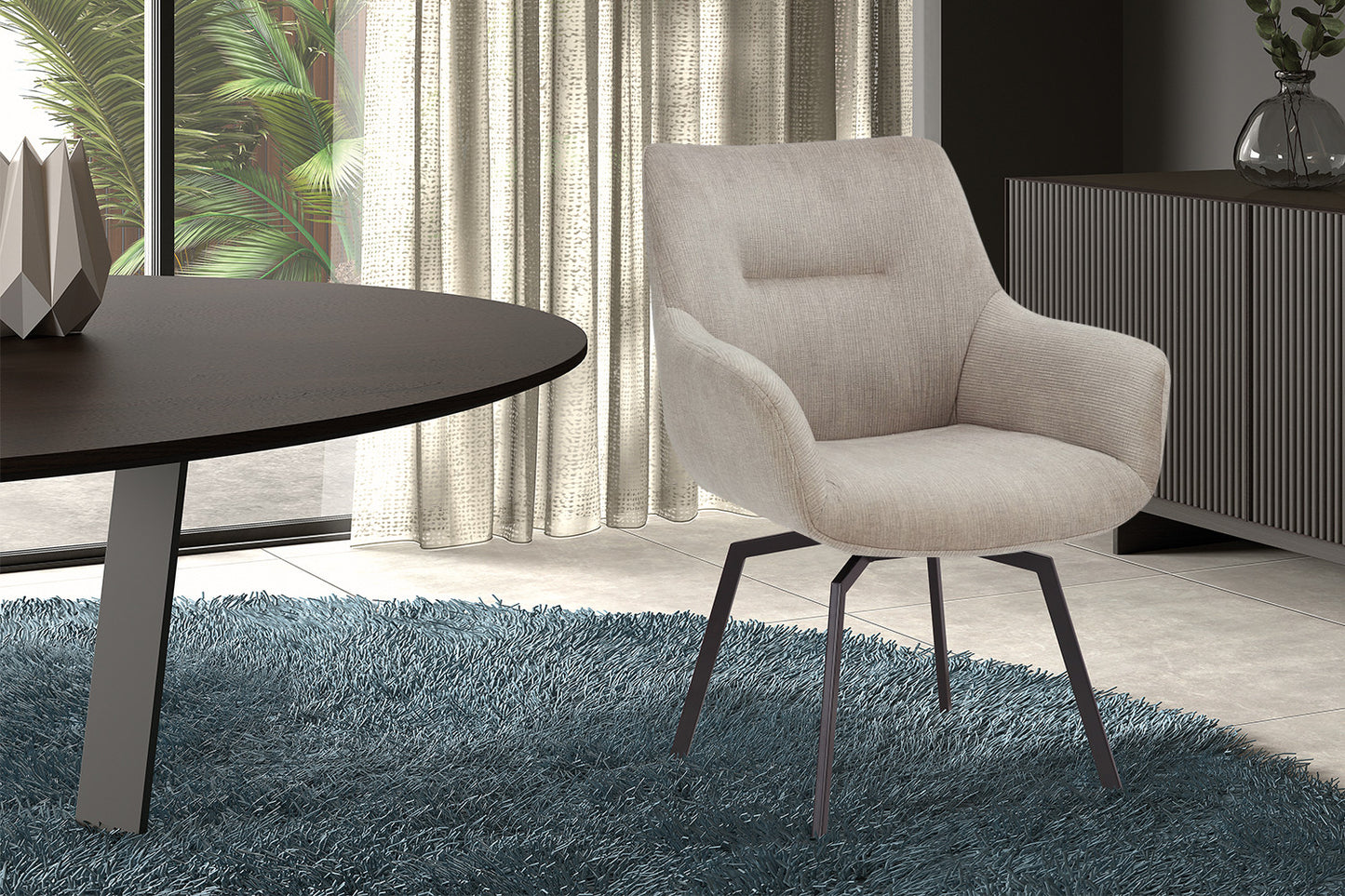 Chaise Modest Pivotant Velours côtelé Beige