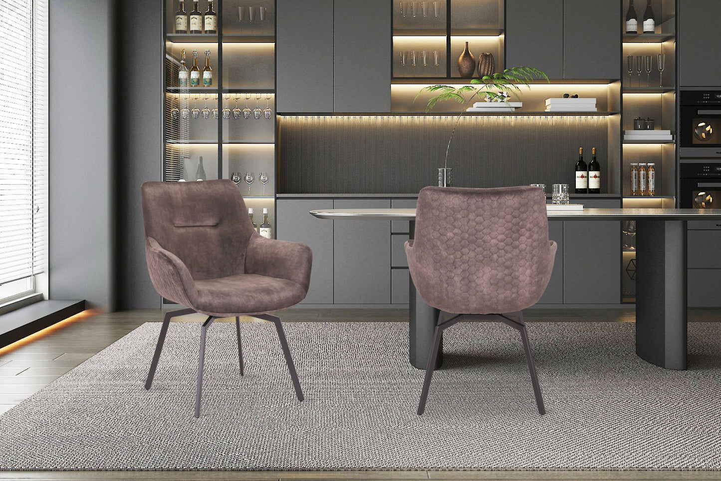 Chaise Modest Pivotant Velours Taupe