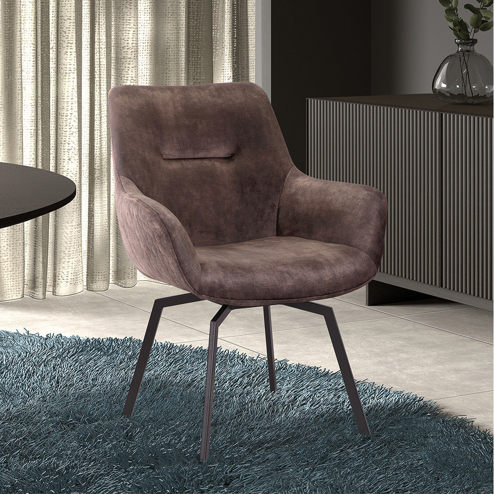 Chaise Modest Pivotant Velours Taupe