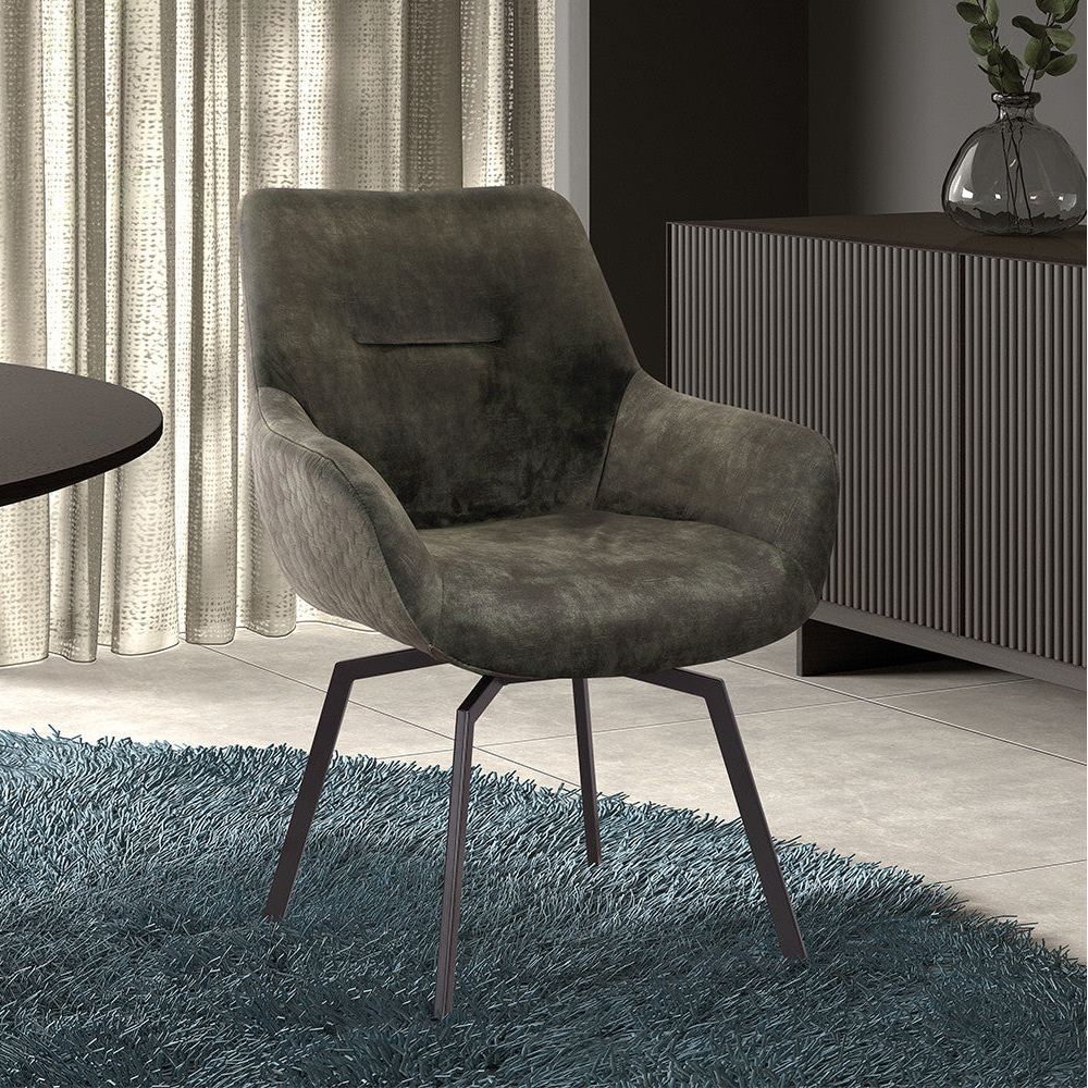 Chaise Modest Pivotant Velours Vert