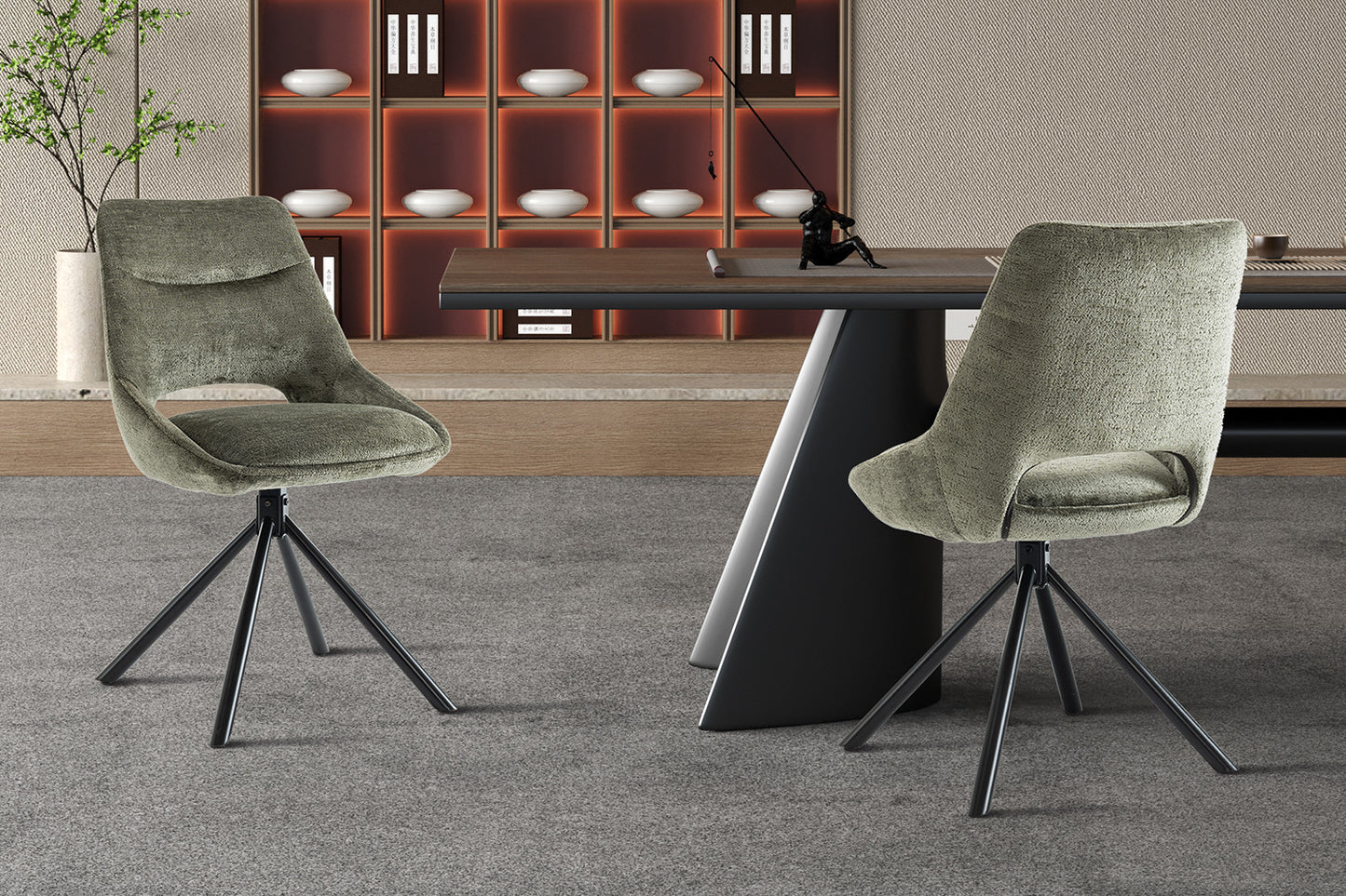 Chaise Dante Tissu Vert