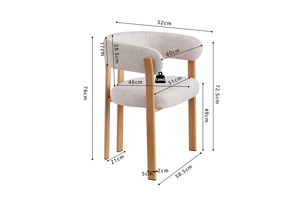 Chaise avec accoudoirs Julia Naturel – Tissu