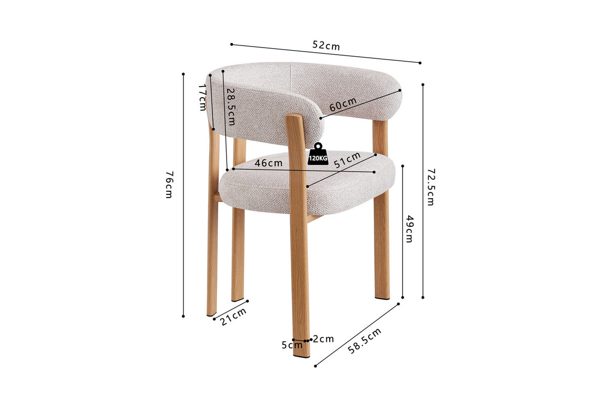 Chaise avec accoudoirs Julia Naturel – Tissu