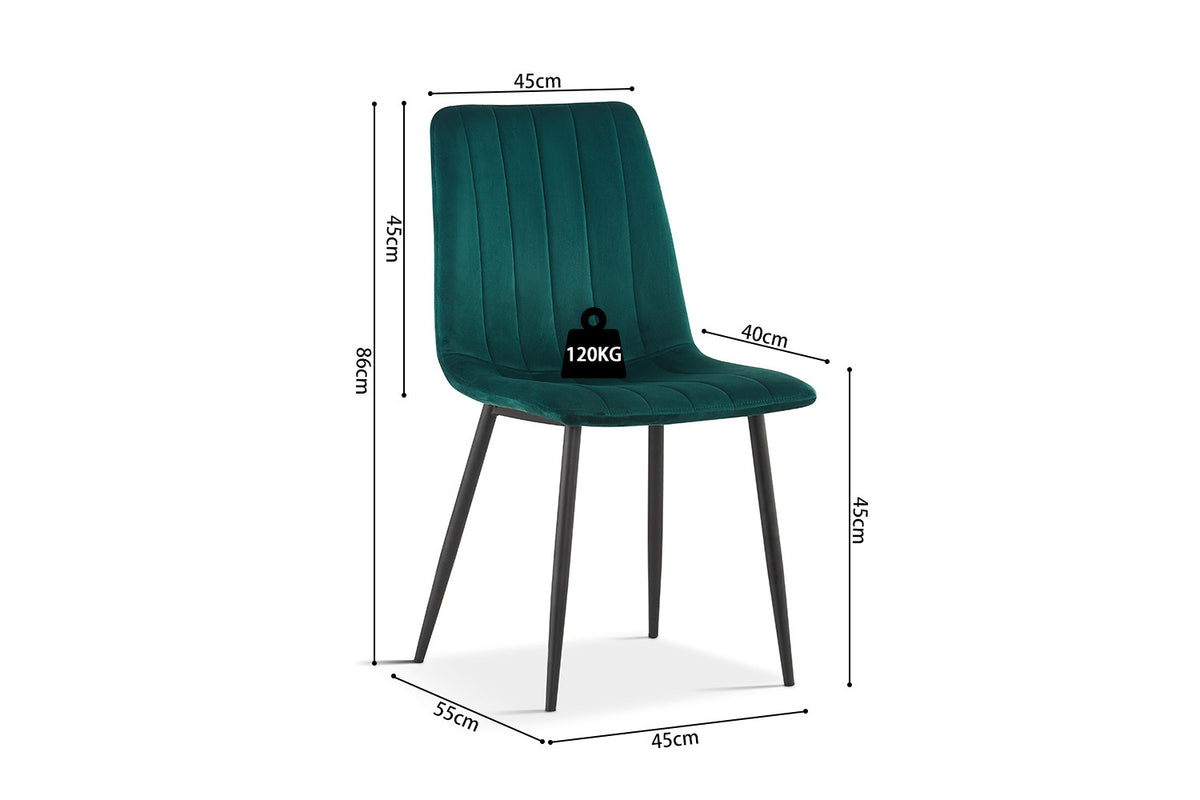 Chaise Willis Velours Vert