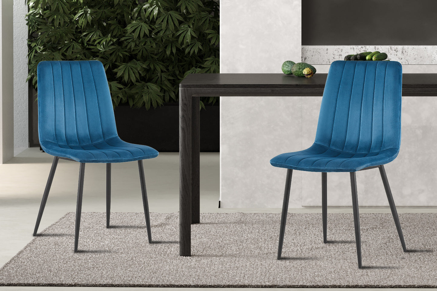 Chaise Willis Velours Bleu