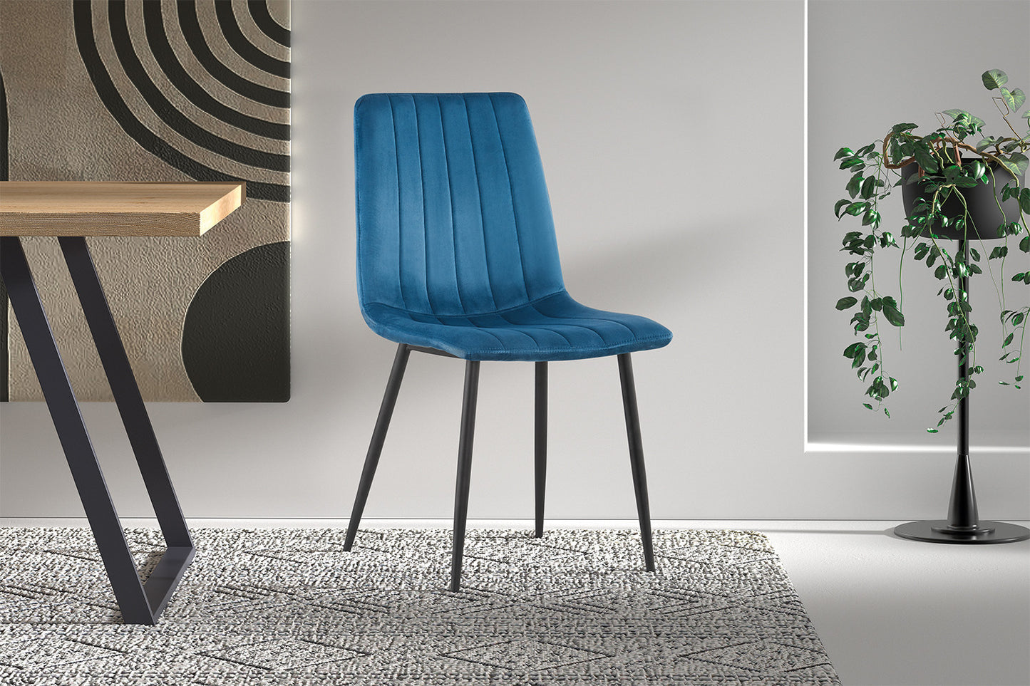 Chaise Willis Velours Bleu