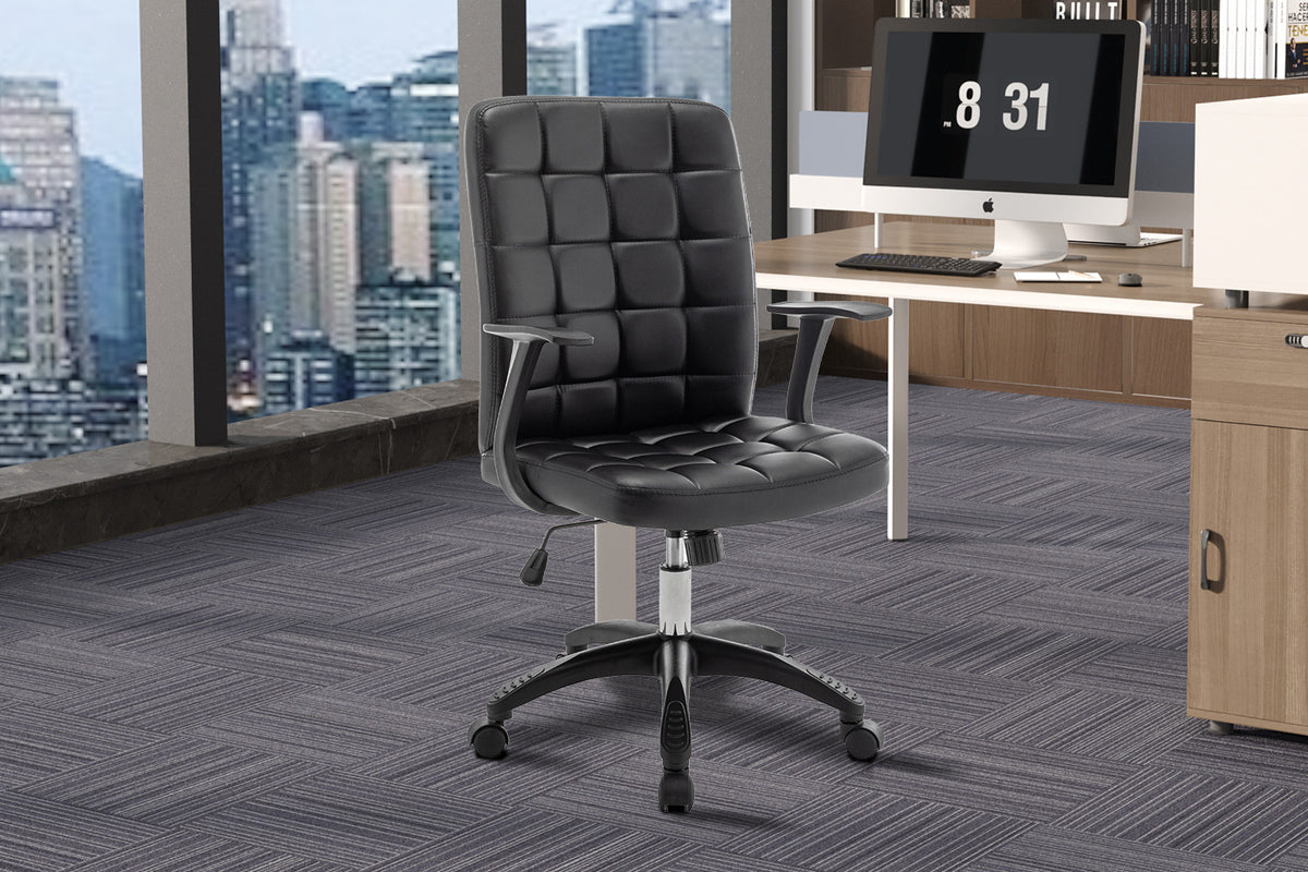 Chaise de bureau Luka similicuir Noir