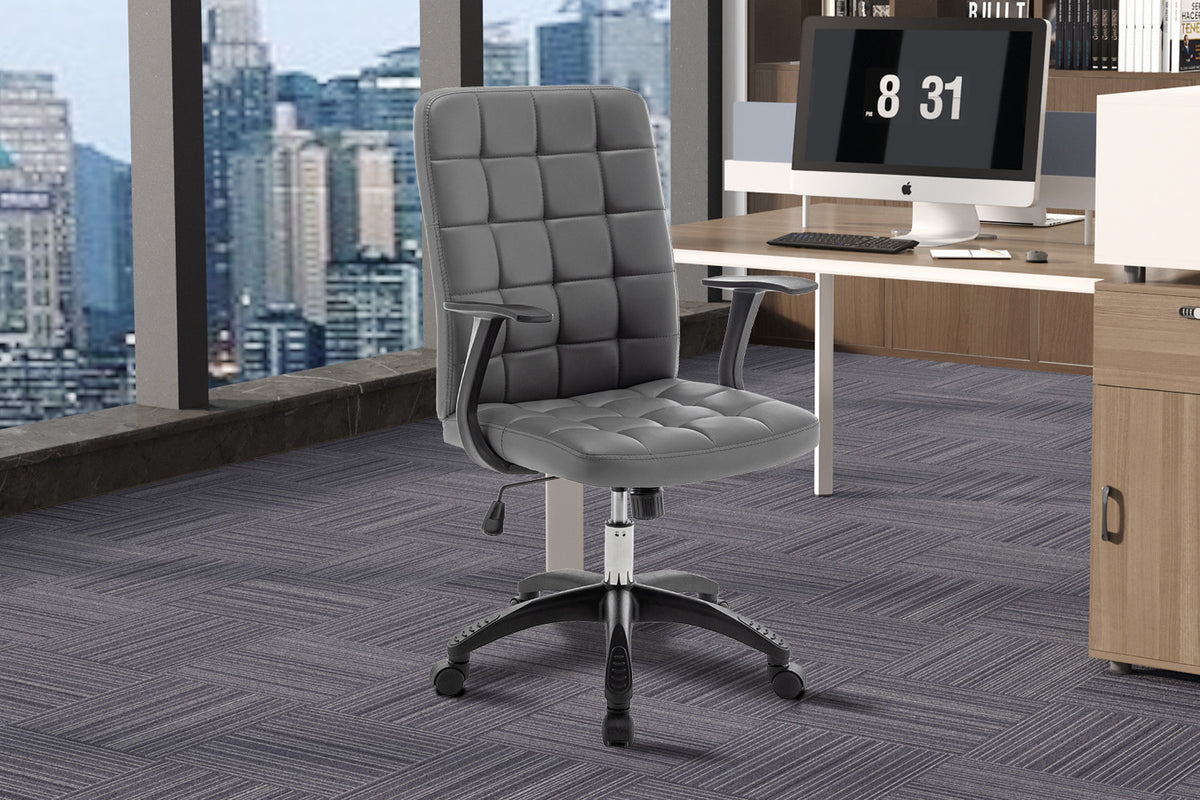 Chaise de bureau Luka similicuir Gris