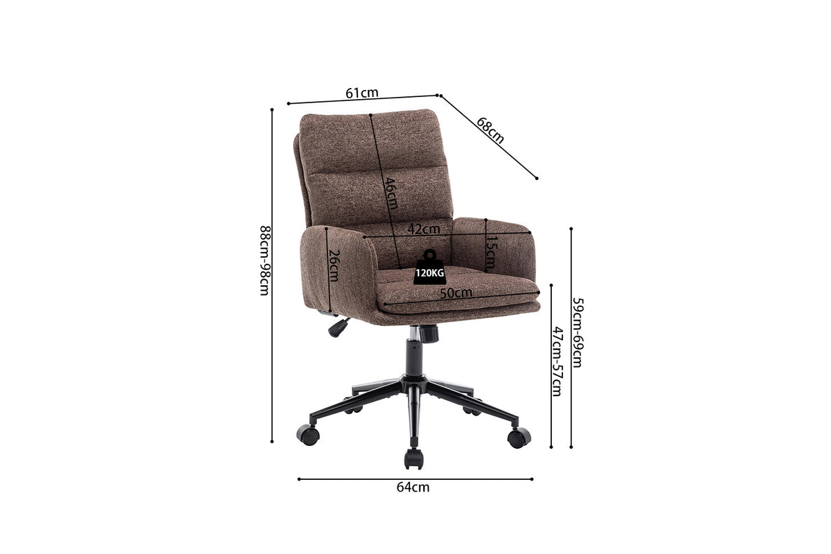 Chaise de bureau Aimé Tissu Brun