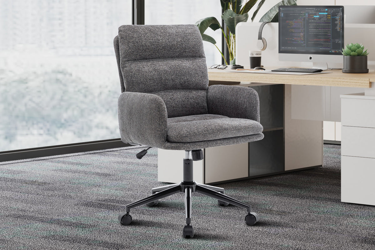 Chaise de bureau Aimé Tissu Gris foncé