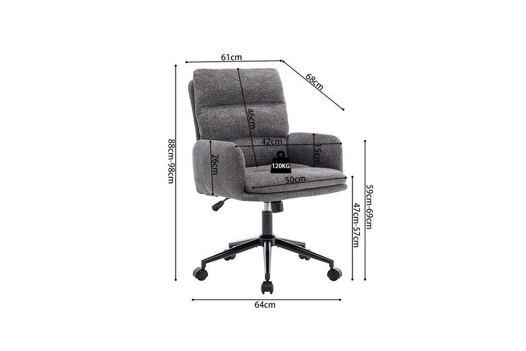 Chaise de bureau Aimé Tissu Gris foncé