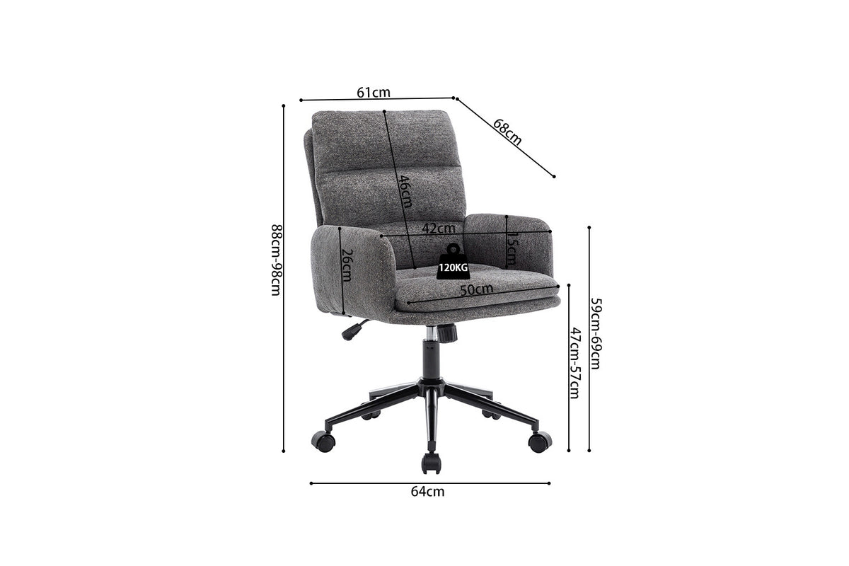 Chaise de bureau Aimé Tissu Gris foncé