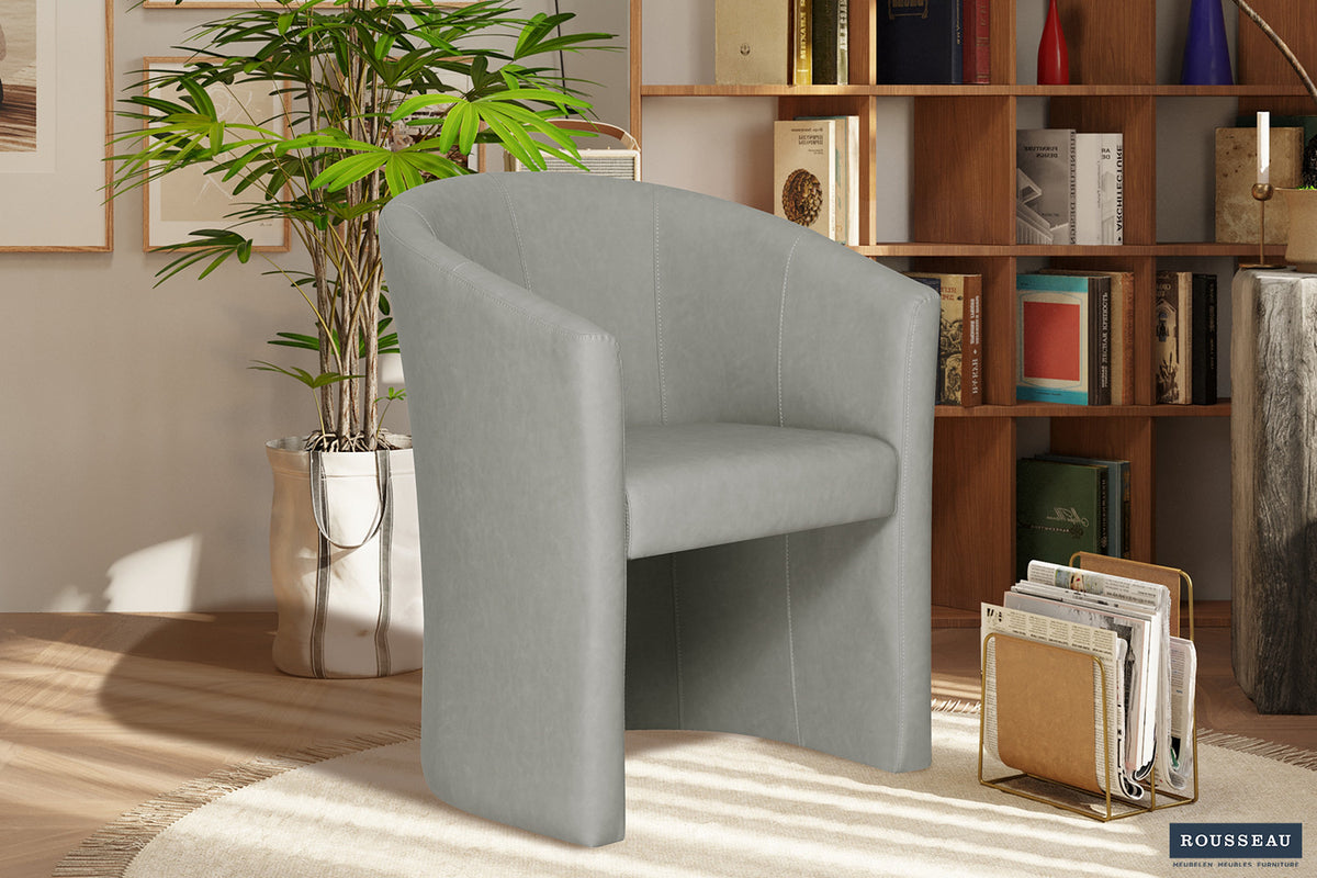 Fauteuil Charlie Vintage similicuir Gris clair