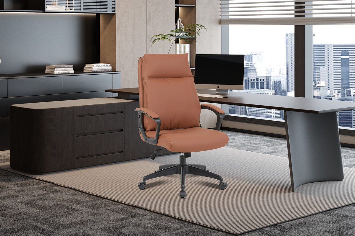 Chaise de bureau Samuel similicuir nylon Cognac