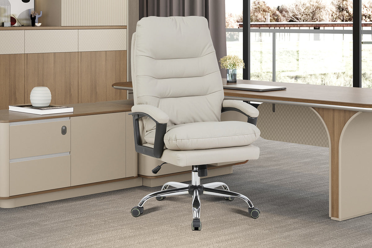 Chaise de bureau Daniel similicuir Beige