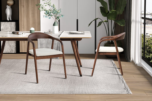 Chaise Claire bois Frêne Noyer Tissu chenille Beige