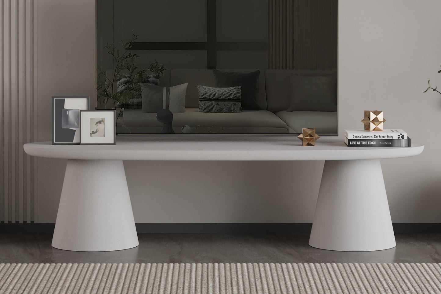 Meuble TV Tavira 160 cm Ciment Ecru