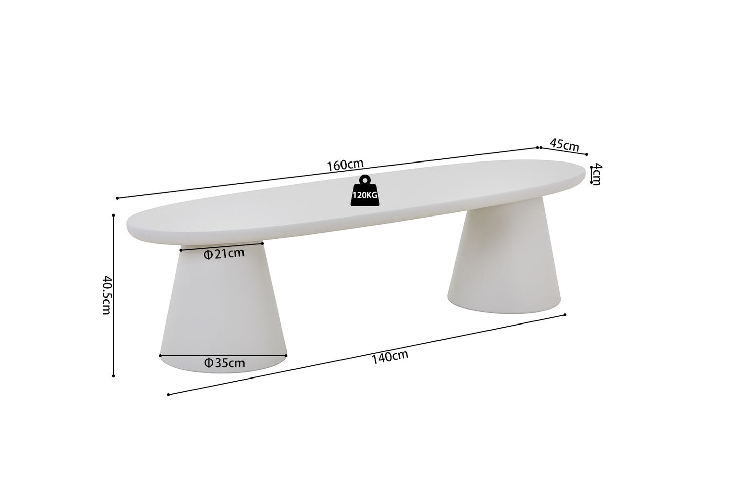 Meuble TV Tavira 160 cm Ciment Ecru
