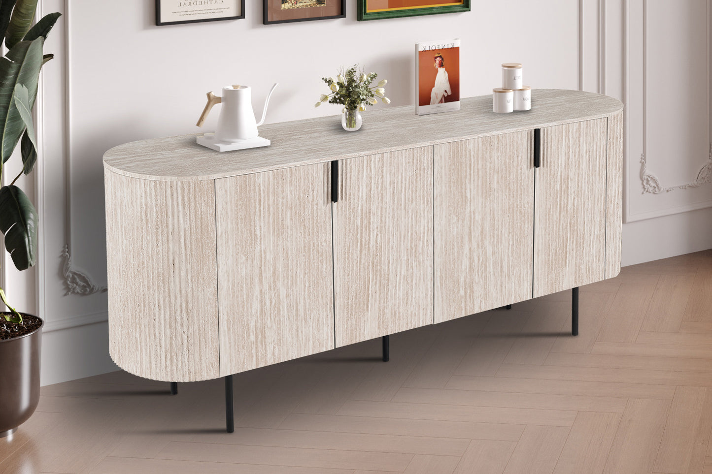 Bahut Lagos 200 cm Décor Travertin Beige