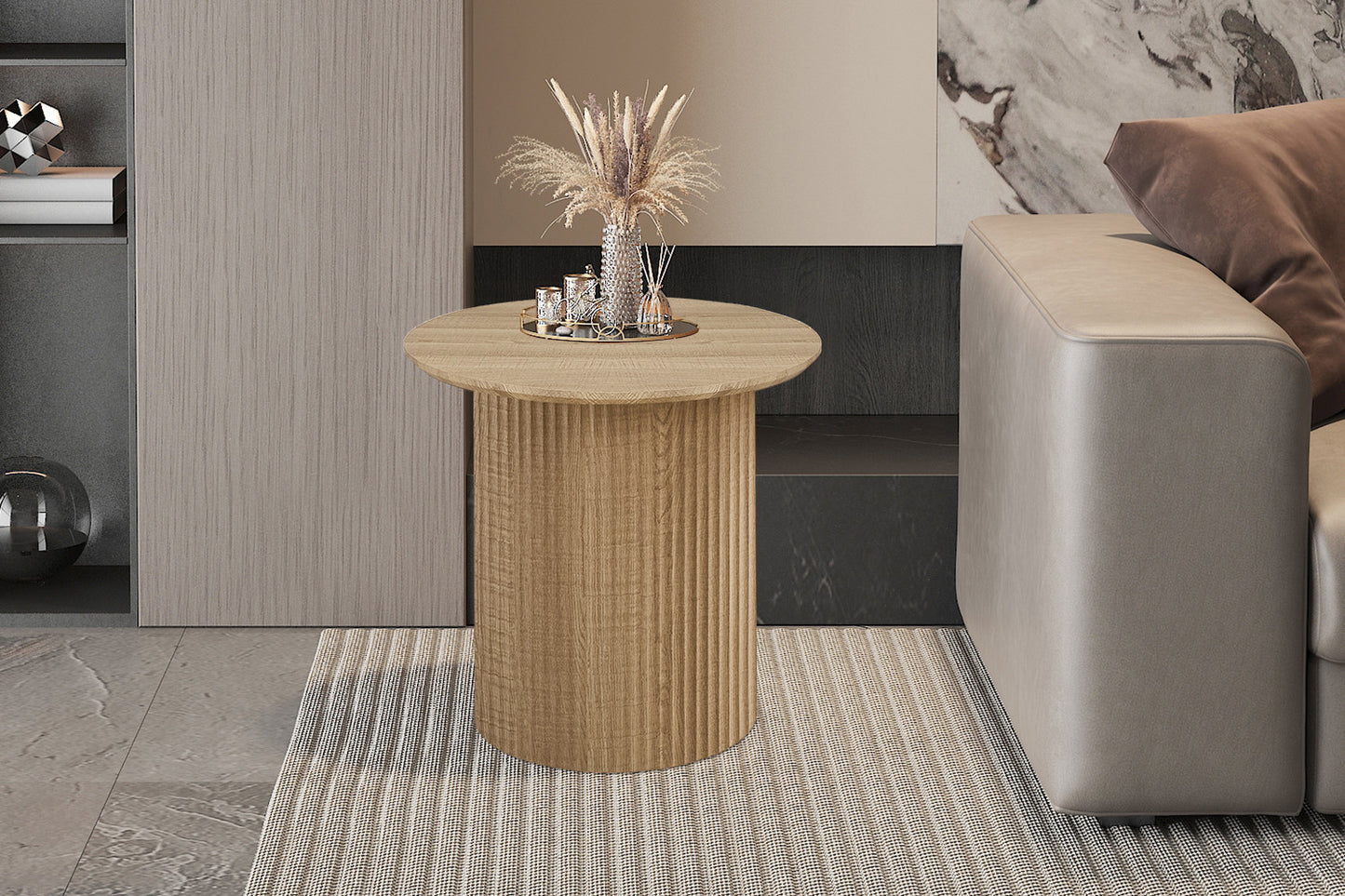 Table basse Lagos Ronde Décor Chêne Naturel